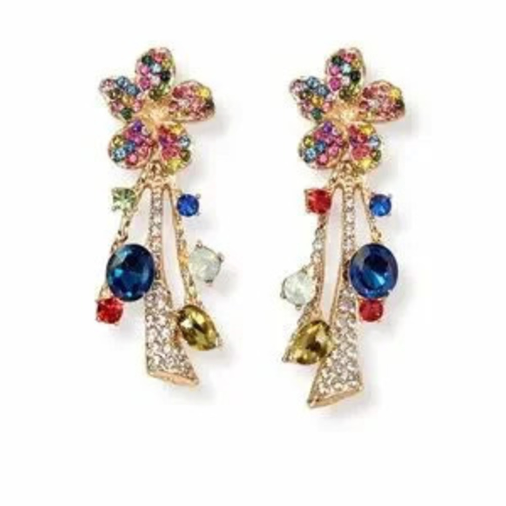 ?? Colorful Floral Crystal Earrings
